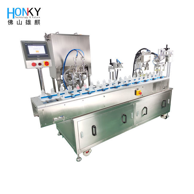 Compact Automatic Filling Machine with Touchscreen Operation and PLC Control for Cosmetic Bottles – Stainless Steel Construction